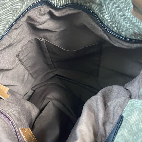 Uddini  grey distressed canvas large tote with brown faux leather trims - Picture 14 of 14